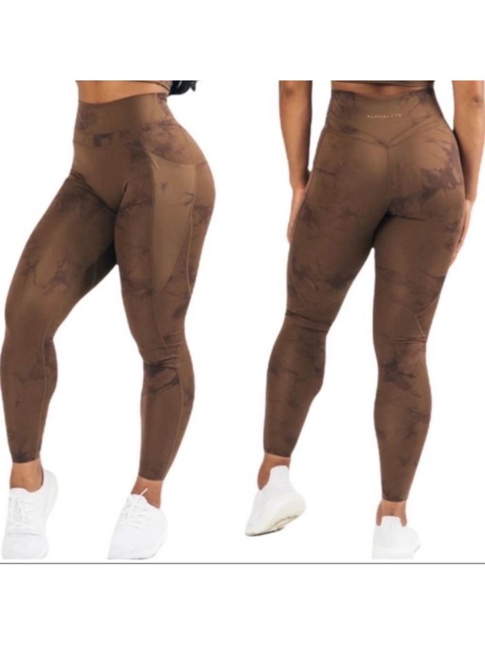 Alphalete Alphalux High-Waist Brown Marble tie dye Leggings booty contour gym